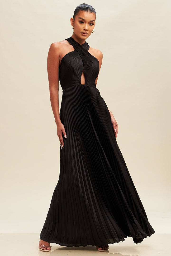 Crisscross Pleats Maxi Dress