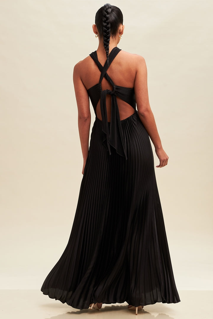 Crisscross Pleats Maxi Dress