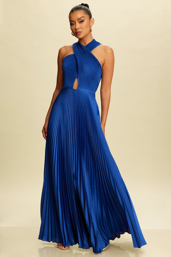 Crisscross Pleats Maxi Dress