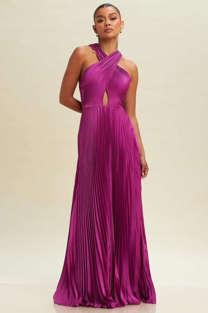 Crisscross Pleats Maxi Dress