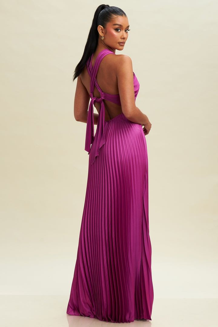 Crisscross Pleats Maxi Dress