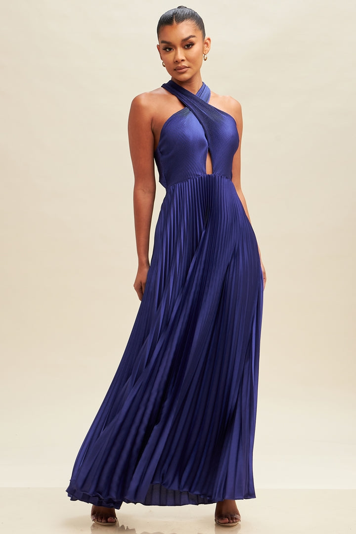 Crisscross Pleats Maxi Dress