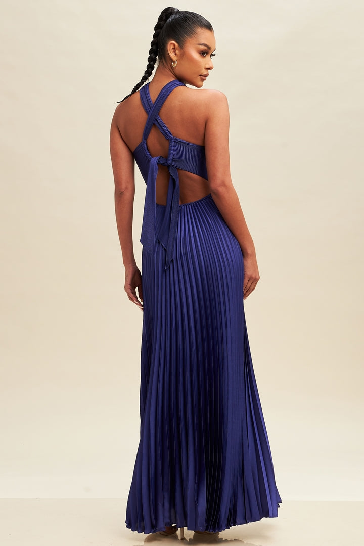 Crisscross Pleats Maxi Dress