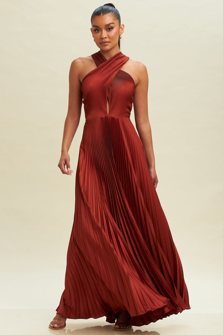 Crisscross Pleats Maxi Dress