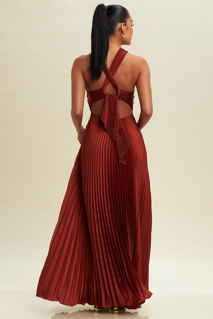 Crisscross Pleats Maxi Dress