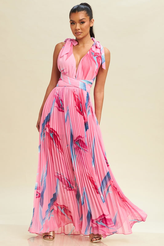 Caribbean Pleated Maxi Dress