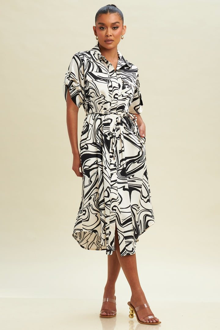 Whirlwind Midi Shirt Dress-MIDI DRESS