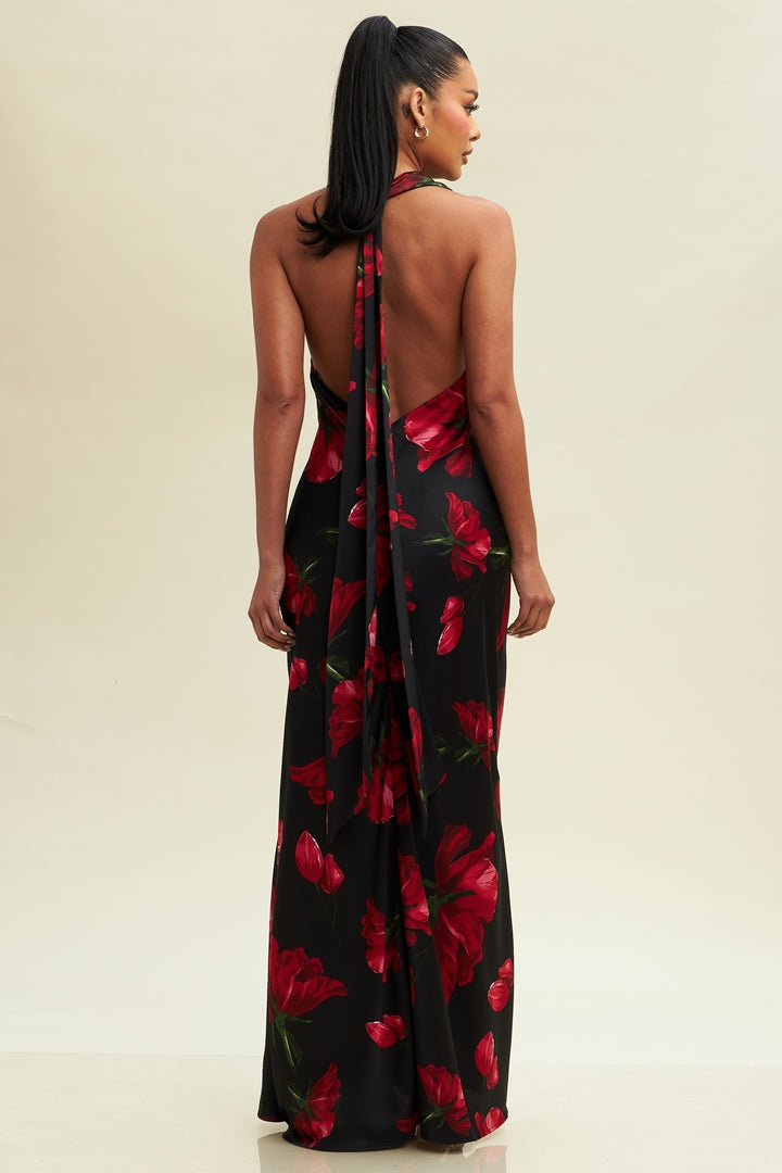 Floral Whisper Satin Dress