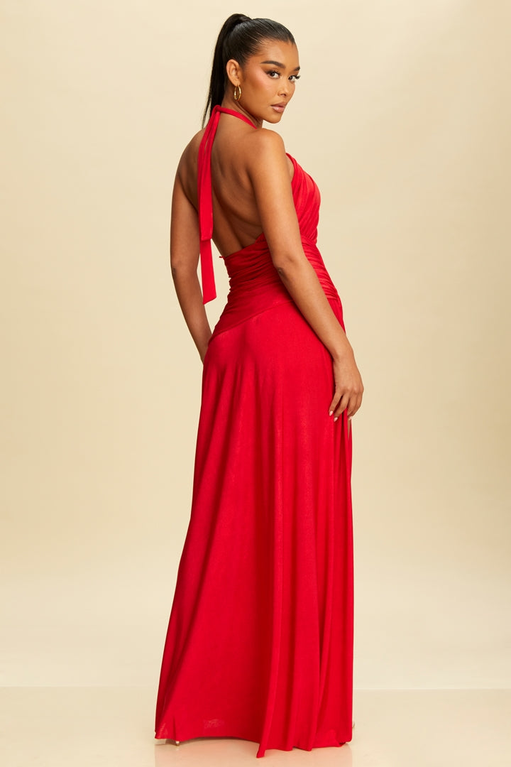 Luxe Halter Maxi Dress with Delicate Cutouts