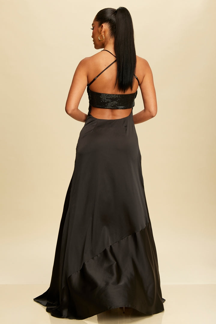 Studded Satin Spark Slip Gown