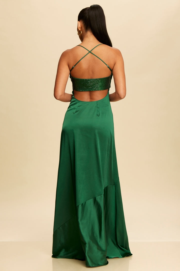 Studded Satin Spark Slip Gown