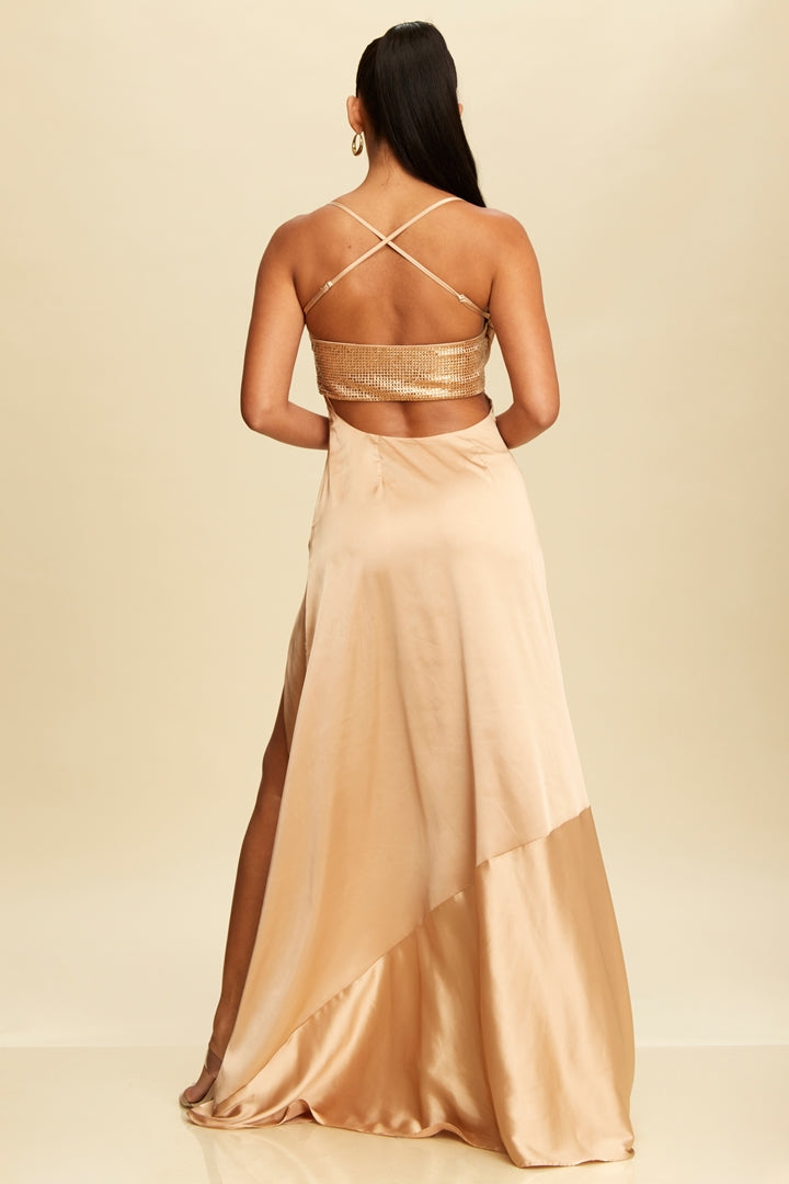 Studded Satin Spark Slip Gown