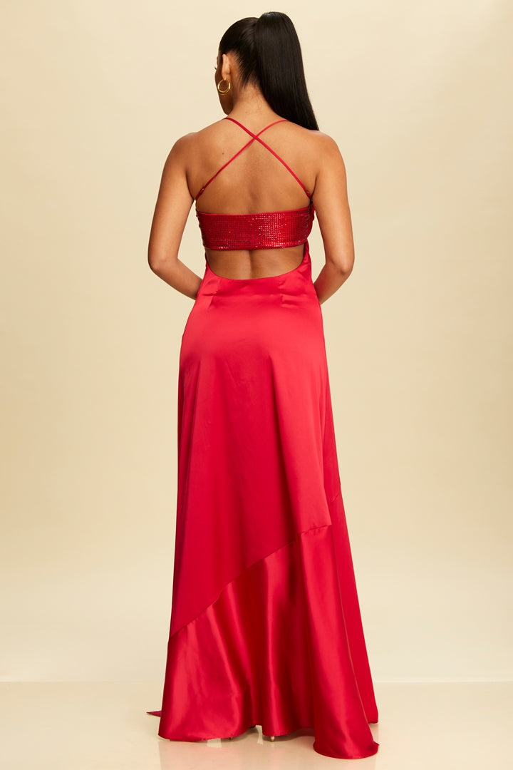 Studded Satin Spark Slip Gown