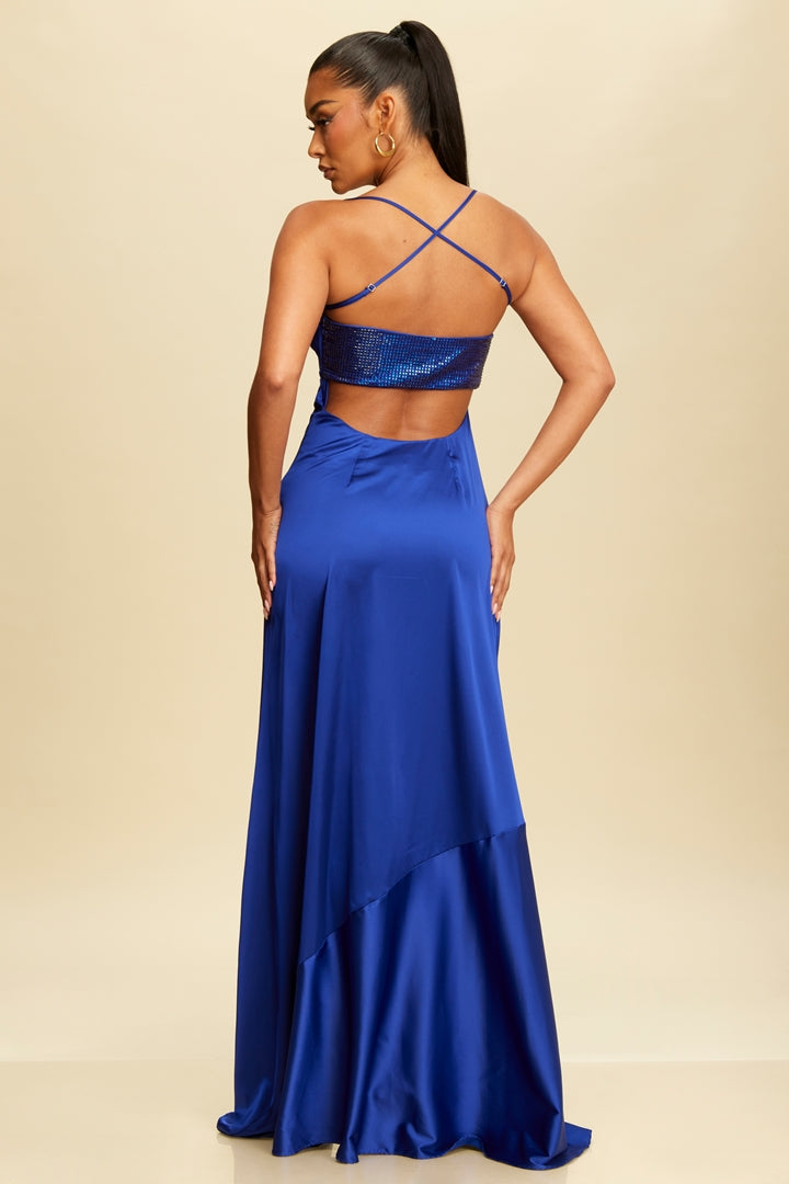 Studded Satin Spark Slip Gown