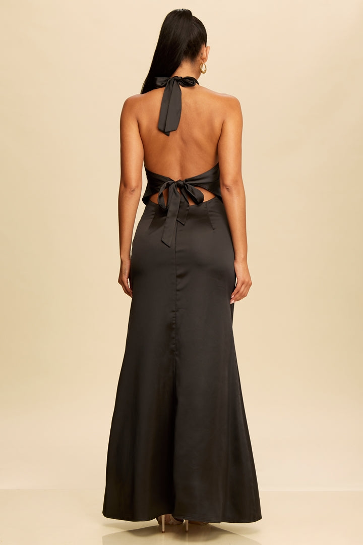 Graceful Tie Halter Maxi Dress