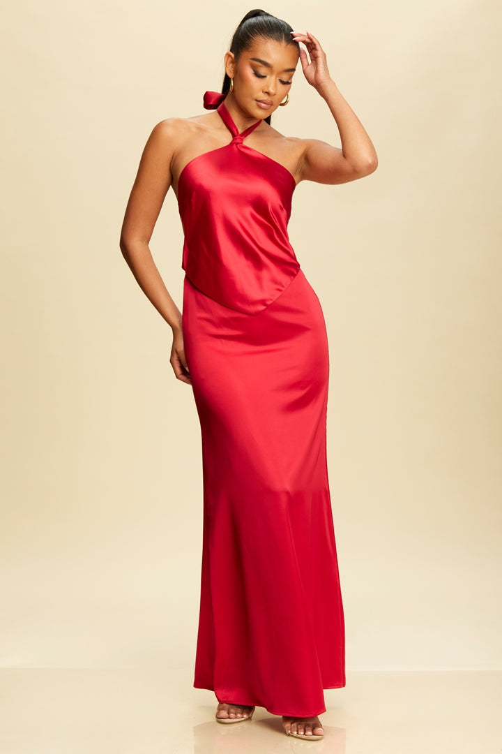 Graceful Tie Halter Maxi Dress