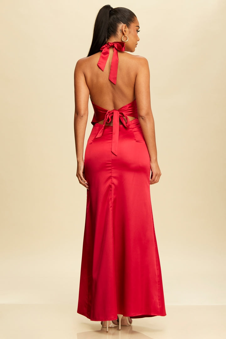 Graceful Tie Halter Maxi Dress