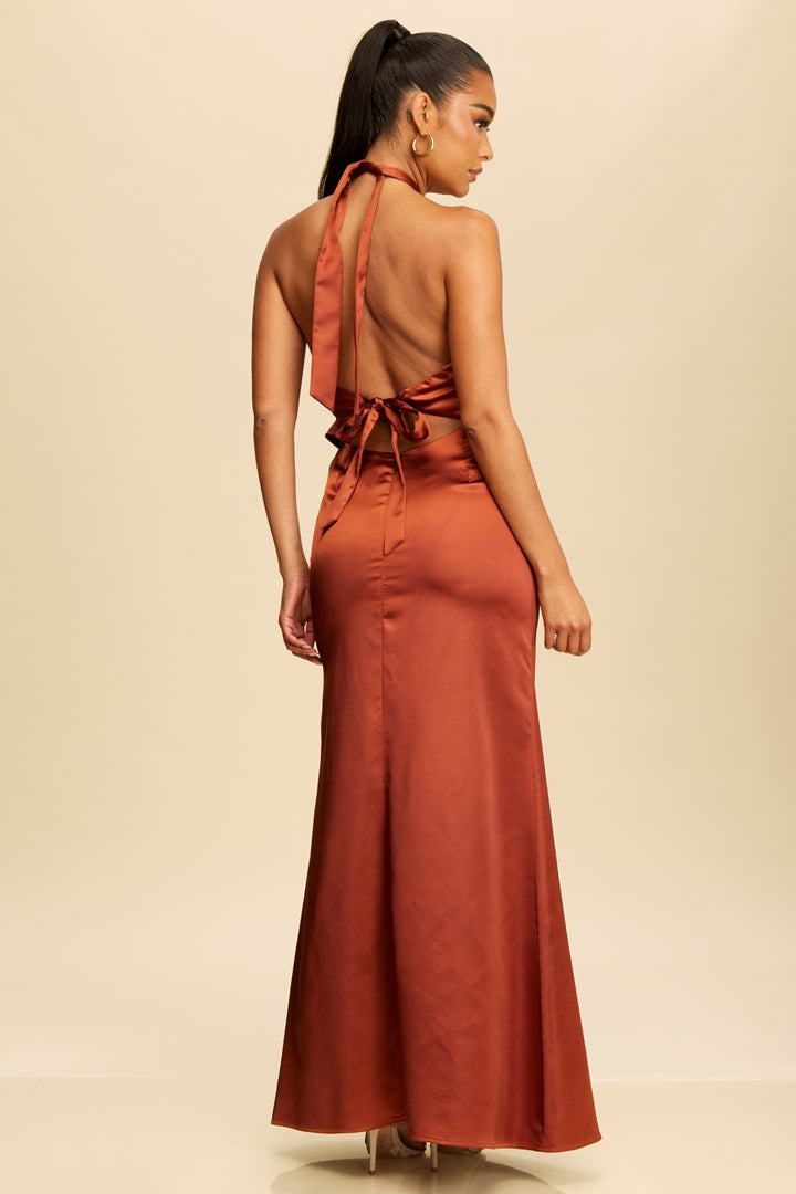 Graceful Tie Halter Maxi Dress